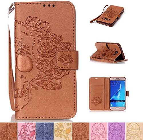 Galaxy J510 2016 Case, Galaxy J5 2016 Case, Firefish Kickstand Flip Folio [Card Slots] Wallet Cover with [Magnetic Closure] [Wrist Strap] Protective Case for Samsung Galaxy J510 2016- Skull-Z