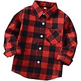 Toddler Kids Baby Boys Girls Flannel Plaid Shirt Long Sleeve Button Down Tops Outfits