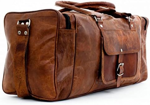 PC 22" Leather Duffel Travel Gym Overnight Weekend Leather Bag Sports Cabin Christmas gifts