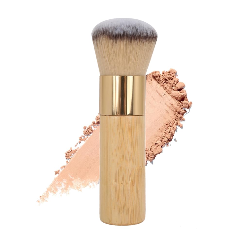 Sonew Loose Powder Brushes, Bamboo Makeup Brush for Face Base Makeup Blush Brush Cosmetic Applying Tool