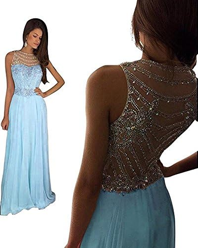 Still Waiting Women's Sparkly Crystal Prom Dresses Long 2018 Beading Chiffon Wedding Party Gowns Formal XY003