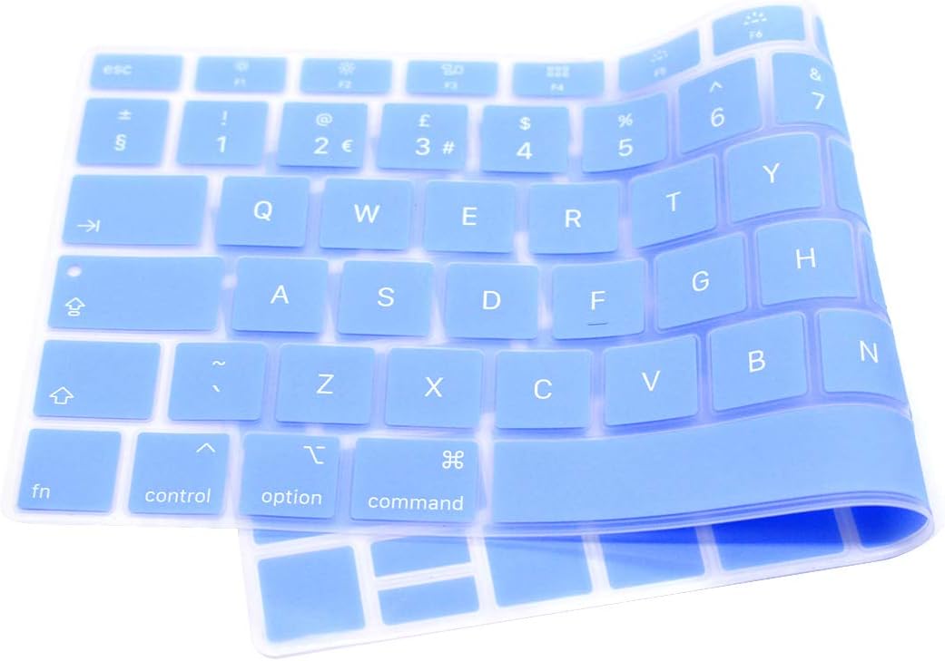 MMDW English Keyboard Cover Compatible with MacBook Air 2018 Release 13.3 inch A1932 with Retina Display and Touch ID Silicone Soft Protector European UK Version-Tranquil blue - Image 5