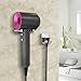 Hair Dryer Hanger Wall Mount Blow Dryer Holder Stainless Steel Metal Plug Holder Wall Holder with Self Adhesive Hooks for Bathroom Bedroom