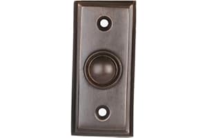 A29 Oil Rubbed Bronze Antique Doorbell Button – 2 1/2" x 1 1/7" – Brass Decorative Design with Recess Mount, Wired for Standard Two-Wire Chimes, Weather Resistant, Easy DIY Installation