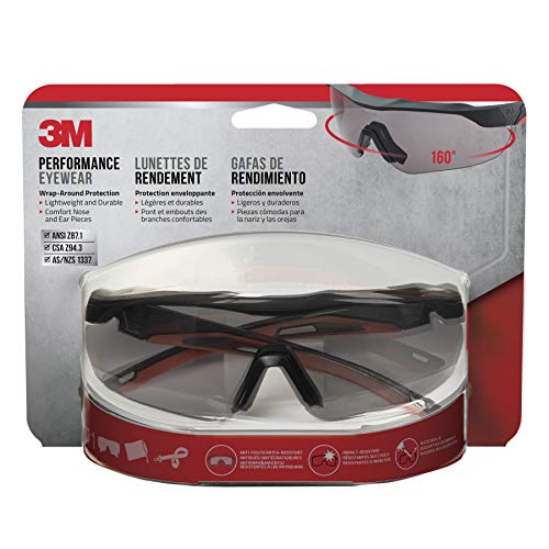 3M 47091-WZ4 Safety Eyewear, Aerodynamic Design, Black w/Red Accent Frame, Gray Lens, Anti-Fog
