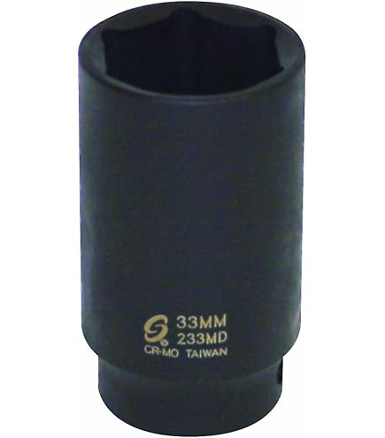 CASOMAN 1\" Drive 33mm Extra-Deep Impact Socket – 8-Inch Long, 6-Point, CR-MO Steel, Black Phosphate