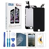 iezfix iPhone 6 Plus Screen Replacement LCD Screen Full Assembly Kit with Front Camera + Ear Speaker + Proximity Sensor + Repair Tools + Glass Screen Protector (6Plus Black)