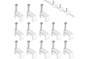 CableGeeker Cable Clips - 100 Pack Ethernet Cable Clips with Nails 8mm Cord Holder for Flat Ethernet Cord