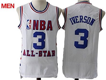 #3 Philadelphia 76ers Mens Shirts Allen Iverson Iverson White All Star Cool Jersey M