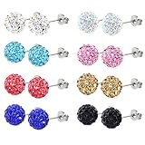 Charisma Sparkling Rhinestone Crystal Ball Stud Earrings Fireball Disco Ball Pave Bead Earrings Set for Women Girls Hypoallergenic