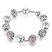 Presentski Love Charm Bracelet for Women and Girls with Pink CZ, Heart, Amour, Amor, Flower, and Butterfly