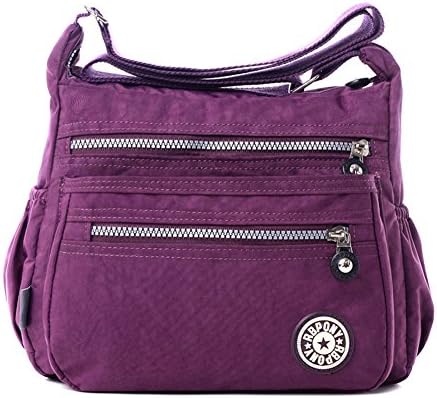 Lightweight Multi Pocket Crossbody Bag Water Resistant Travel Handbag with Adjustable Adjustable Shoulder Strap Purple 3