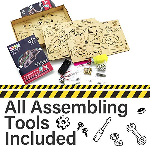 DIY Leaping Vehicle Kit - 3D Wooden Puzzle Mechanical STEM Toy - Build It Yourself Robotics Kit