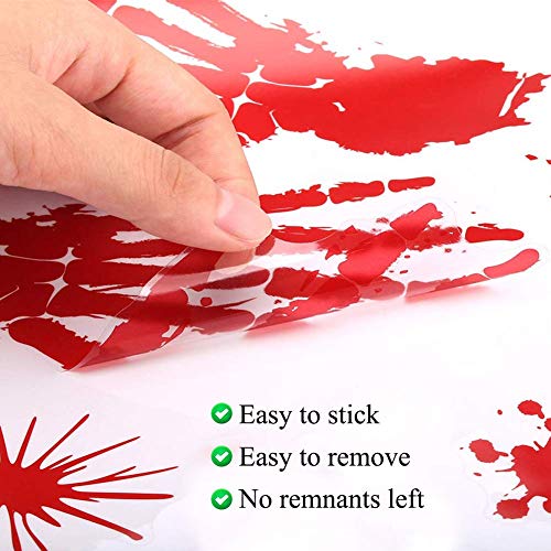 S SUNINESS 232Pcs Halloween Bloody Decals - Wall Stickers Window Clings, Bloody Handprint Footprint Stains, Horror Bathroom Decorations, Zombie Party Supplies
