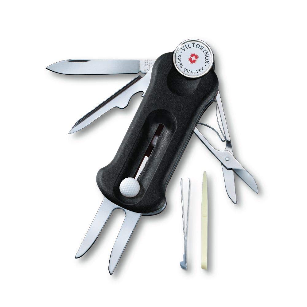 Victorinox Golf Tool, Swiss Made Pocket Multi Tool, 10 Functions, Ballmarker, Repair Tool, Black