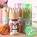 3 Pack Cute Cartoon Bear Drawing Mini Colored Pencils with Sharpener, 3.5
