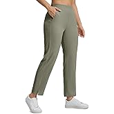 Seamaid Women's Golf Pants with Deep Pockets Travel Pants for Athletic Stretch UPF 50+ Olive Green L