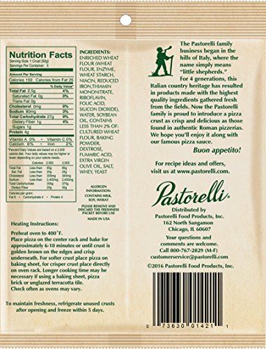 Pastorelli Ultra Thin and Crispy Pizza Crusts, 5 Count (Pack of 10)
