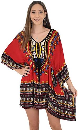 Ladies Short Kaftan Dashiki Print Plus Size Cover-Up