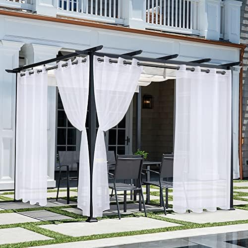 Aloft Sheer Outdoor Curtains for Patio Waterproof White Voile Drapes