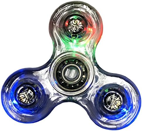 Crystal Clear LED Light Fidget Spinner Hand Toy Stress Reducer For Work School Class High Speed 360 Triangle Finger For Focus,ADHD Anxiety Autism For Adult Children Kids Men Women Teenager