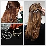 ANGELANGELA 2Pc Minimalist Gold Silver Hollow Hoop Round Circle Geometric Metal Hairpin Hair Clip Clamp Accessories Barrettes Bobby Pin Ponytail Holder Statement Women GIFT Headwear Styling Jewelry