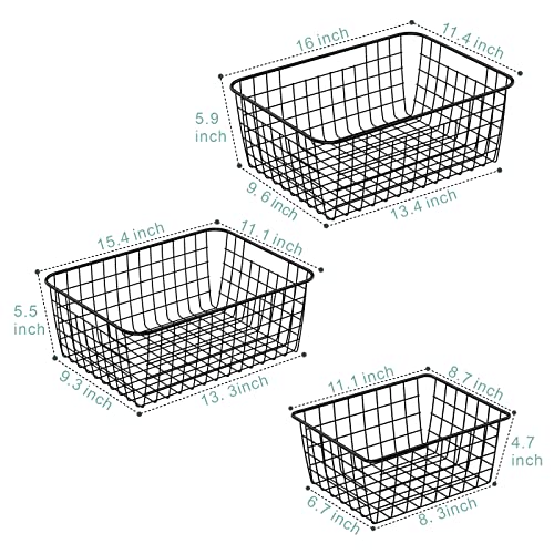 Wire Baskets, Fcolor 6 Pack Pantry Baskets for Storage, Black Metal