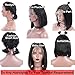 Bob Human Hair Lace Front Wigs Wavy Short Lace Frontal Wigs with Bangs Body Wave Off Black Glueless Shoulder Length Human Hair Wig 12'' 1B Natural Black
