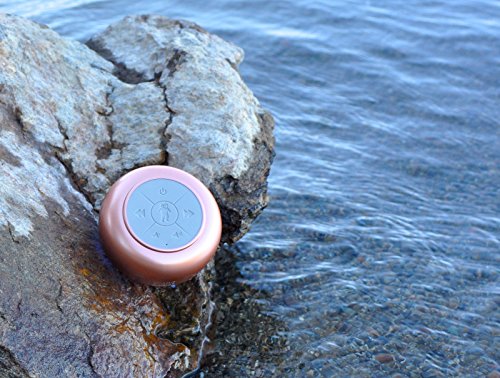 Waterproof Bluetooth Shower Speaker Splash Tunes - Portable, Hands Free, Wireless, Water Resistant, Shower Speaker with Built-in Mic and Suction Cup (Splash Tunes Pro, STP Rose Gold)