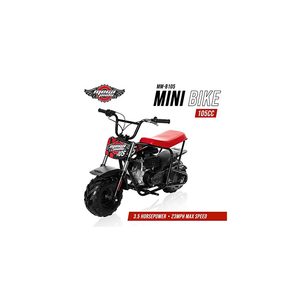 Mega Moto Gas Mini Bike 105CC/3.5HP without Suspension (MMB105SB)(Red & Black Decal Sets) 2023