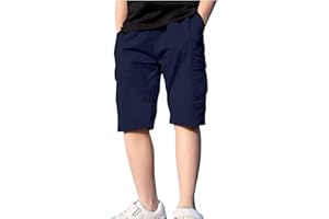 Boys' Cargo Shorts Casual Summer Outdoor Hiking Shorts with Pockets Classic Elastic Waist Athletic Shorts