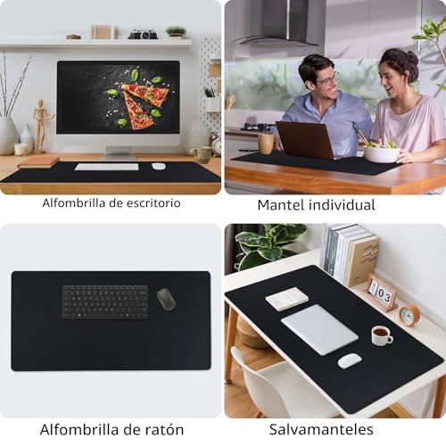 Niviy Desk Mat Black PU Leather Desk Mat Waterproof and Non-Slip Durable Desk Mat Protector Table Desks for Office and Home 80 x 40 cm
