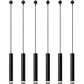 mirrea 6 Pack Black Track Pendant Lighting for H Type Rail Hanging Cord Adjustable Bulb Included 8W Dimmable LED GU10 90 CRI 