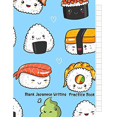 Buy Blank Japanese Writing Practice Book: Hand Drawn Kawaii Sushi ...