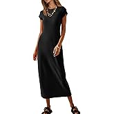 MEROKEETY Women's 2026 Summer Casual Tshirt Dress Short Sleeve Crew Neck Beach Long Maxi Dresses