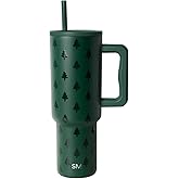 Simple Modern Trek | 40 oz Christmas Tumbler with Handle and Straw Lid | Cup Holder Friendly Insulated Stainless Steel Travel Mug | Holiday Gifts for Women Men Her Him | Winter Trees