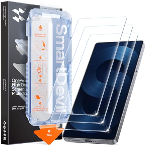 SMARTDEVIL 3 Pack Crystal Screen Protector for SamSung Galaxy S25 Ultra | HD Clarity, Fingerprint & Face ID Compatible, 9H Tempered Glass, Bubble-Free Easy Install, Anti-Shatter, with OnePress Box