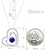 Blue Sapphire Gems Birthstone Necklace Love Hearts Engraved Pendant Jewelry Gifts for Women ,Sterling Silver Charm with18