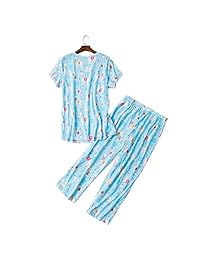 Conjunto de pijama de manga corta y pantalones capri para dama