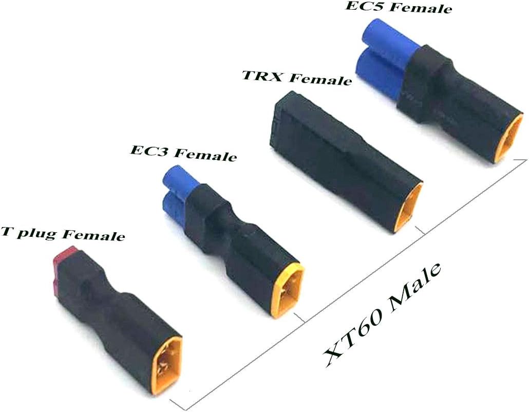 FLY RC 4PCS Male XT60 Plug to EC5 Deans T Traxxas TRX EC3 Female Connector Wireless Converter Adapter for RC Lipo NiMH Battery Charger ESC - Image 3