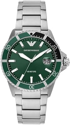 Orologio Uomo, movimento a tre lancette con data, cassa in acciaio 42 mm con bracciale in acciaio, AR11338