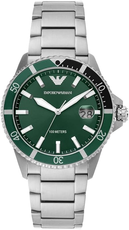 Uhr für Herren, DreizeigerDatumswerk, 42mm Silbernes Edelstahlgehäuse mit Edelstahlarmband, AR11338
