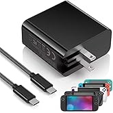 Switch 2 Fast Charger 65W for Nintendo Switch2/Switch/OLED/Steam Deck AC Adapter with Foldable Plug & 6.6FT USB-C Cable Charger for Switch2/1/OLED/Lite Steam Deck, ROG Ally, (65, Watts) (65, Watts)