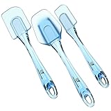 Silicone Spatula Set, ELV 3-piece Blue Scraper Set Silicone Spatulas Heat Resistant, Non-Stick, Crystal-like Plastic Handles with Different Shapes Mixing Spatula For Icing, Basting, Scraping