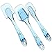 Silicone Spatula Set, ELV 3-piece Blue Scraper Set Silicone Spatulas Heat Resistant, Non-Stick, Crystal-like Plastic Handles with Different Shapes Mixing Spatula For Icing, Basting, Scraping