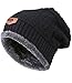 MIEDEON Men's Winter Knitting Skull Cap Wool Warm Slouchy Beanie Hat,Black,One Size
