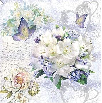 20 Servietten Blumenliebe Vintage Schmetterlinge Blumen Hochzeit Basteln 33x33cm Amazon De Drogerie Korperpflege