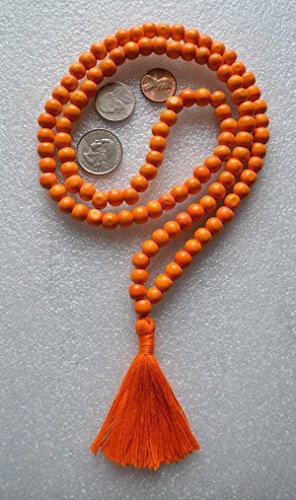 Tulsi Holy Basil Handmade japa mala necklace - 8mm prayer karma 108+1 beads - Buddhist mala for nirvana chanting om awakening chakra yoga meditation -Free mala pouch included-USA Seller - Thumbnail 4