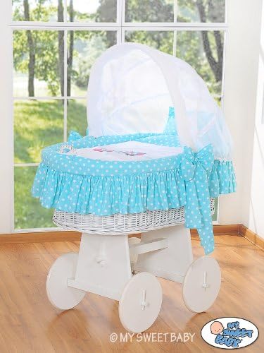 My Sweet Baby A Little Owls Wicker Crib Moses Basket (Blue)
