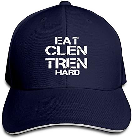 JZNEW Eat CLEN TREN Hard Running Unisex Peaked Cap Baseball Hat Navy